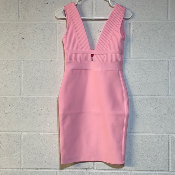 NWT XS Pink parfait authentic bandage fits size 2 Candy pink midi bodycon dress - Picture 7 of 15